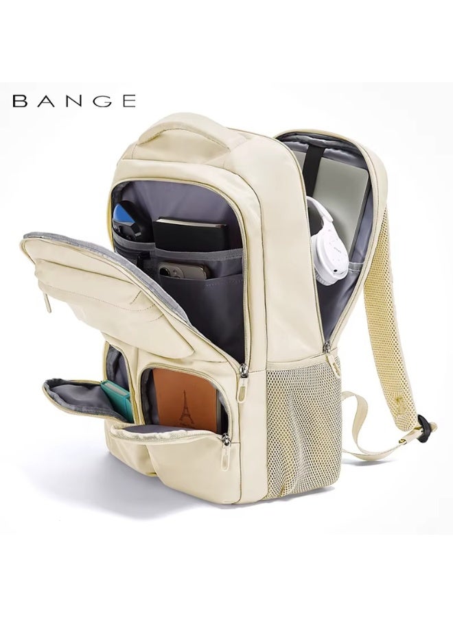 بانجي Bange 1807  Beige Polyester Unisex Travel Backpacks Laptop Waterproof - Image 3